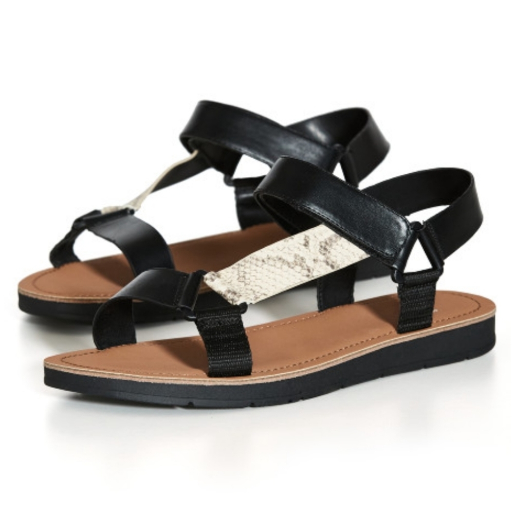 EVANS WIDE FIT Snake Sporty Strap Sandal -black Size 9 EEE COMFORT